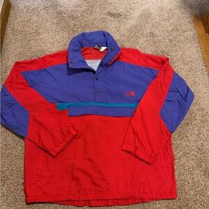 Vintage The North Face Colorblock Red / Purple / Green Nylon Anorak size large
